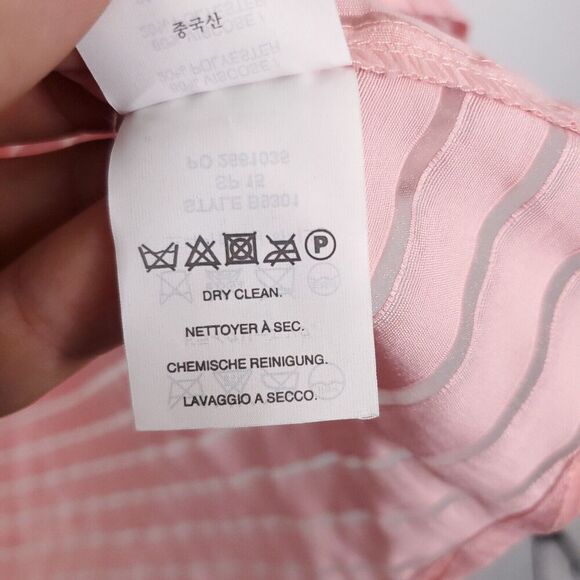 J Crew Top Womens 12 Sheer Stripes Popover Pink Zip Back Boxy Short Sleeve - Picture 7 of 10